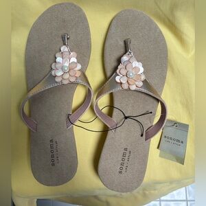 Sonoma Women's Sandals with Floral Accents - ROSE GOLD Sz. 9-10 (Large) NWT